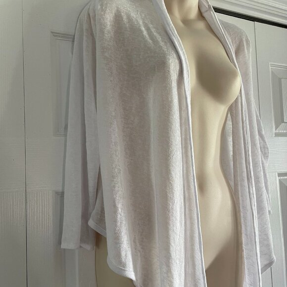 White Light Bolero Style wrap Cover 3/4 Sleeve Open Front - Picture 4 of 15